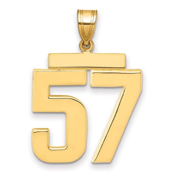 14k Yellow Gold Athletic Collection Large Polished Number 57 Pendant